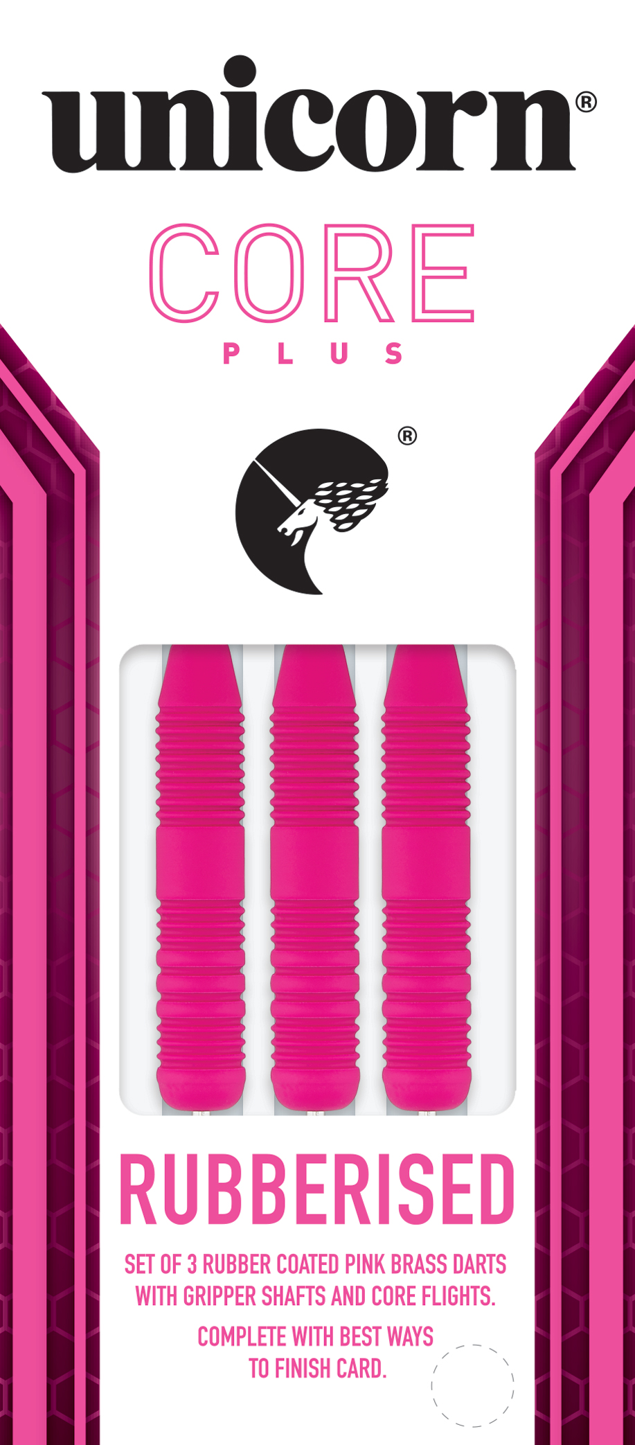 Unicorn Core Plus Pink Rubberised Steel Tip Darts