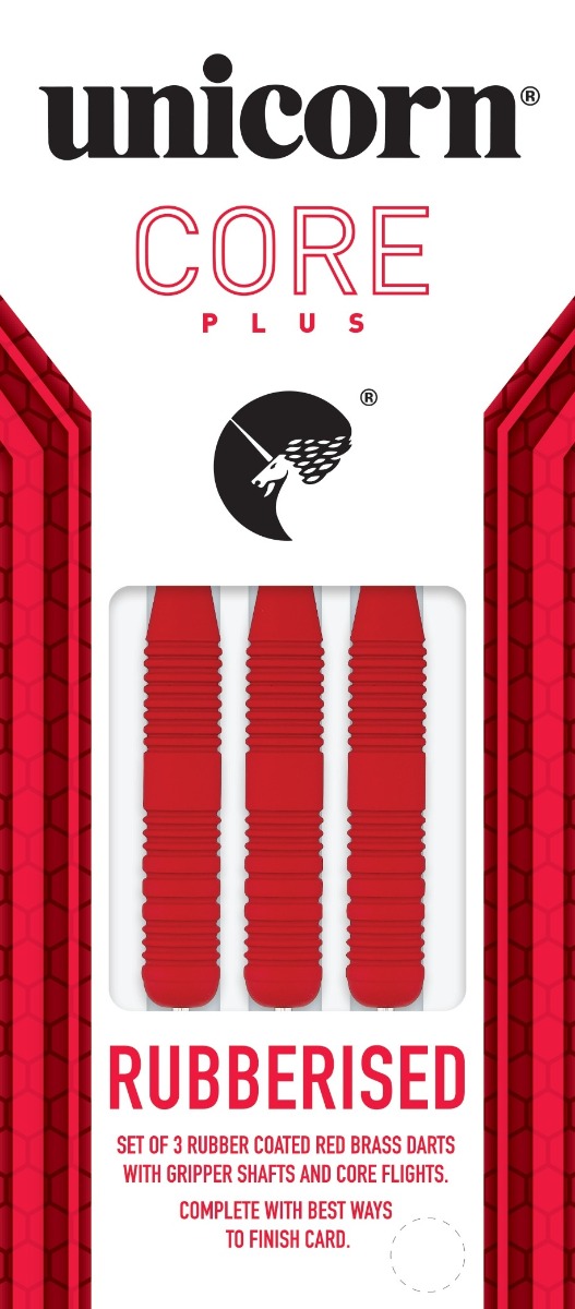 Unicorn Core Plus Red Rubberised Steel Tip Darts