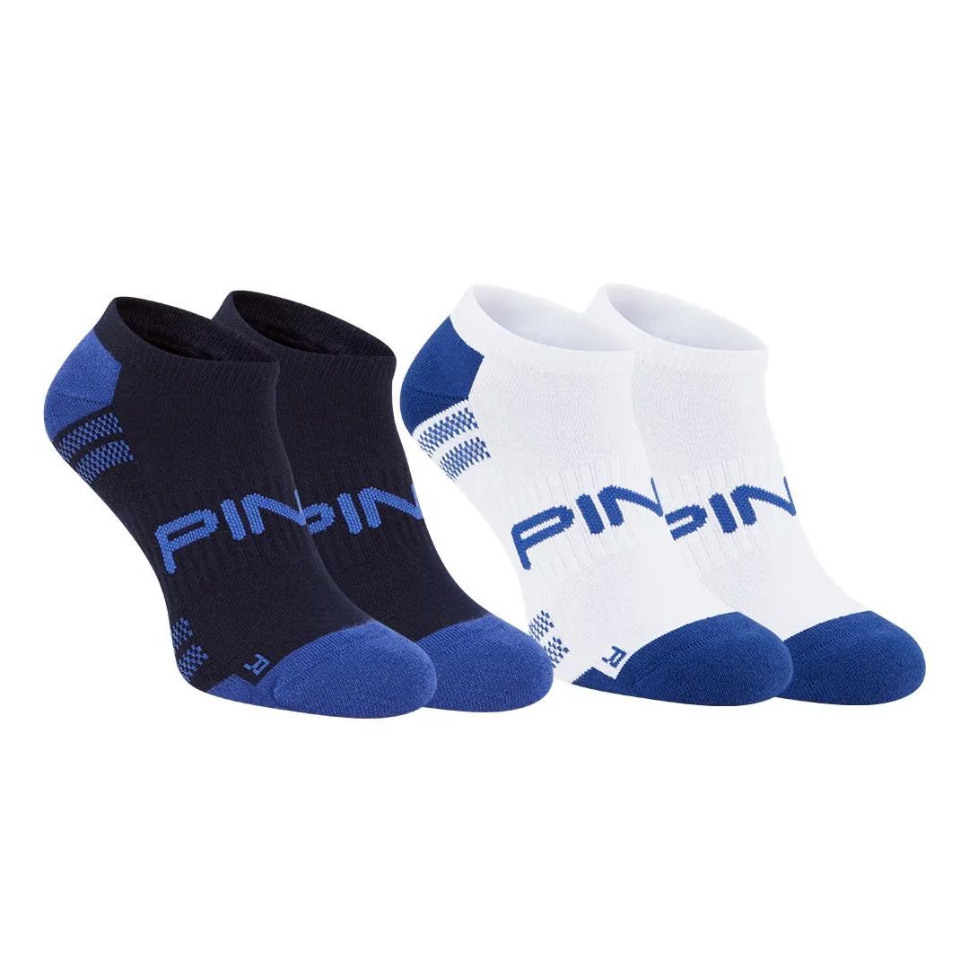 PING Men's No Show Socks (2 pair pack) - Navy/White Multi